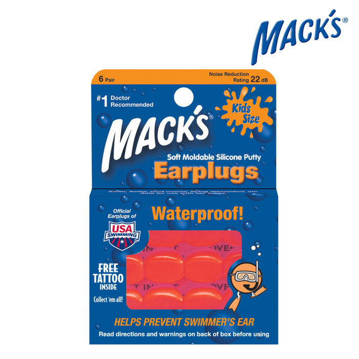 맥스 실리콘 귀마개 물놀이귀마개 어린이용/MACK’S Soft Moldable(KIDS) #10-TAT