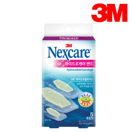 3M 넥스케어 하이드로케어 밴드 5매 혼합형 HCA-5 습윤 상처 방수 밴드 보호 반창고 일회용