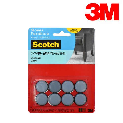 3M 스카치 가구이동 슬라이더 카펫 마루용 2.5cm 8입 SP643