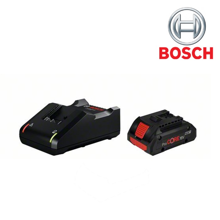 보쉬 1x ProCORE 18V 4.0Ah + 1x GAL 18V-40 급속충전기 프로코어 리튬 이온 배터리 슬림팩 세트 1600A020N5