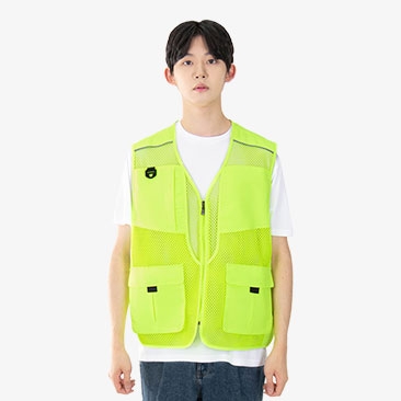 와이드 심플포켓 망사 단체조끼