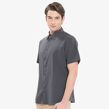 남성 반팔 단색 셔츠