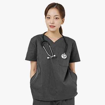 여성 V넥 쿨스판 스크럽 티셔츠