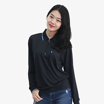 니즈 지퍼 자가드 카라티 긴팔