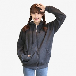 베이직 기모 후드 집업티