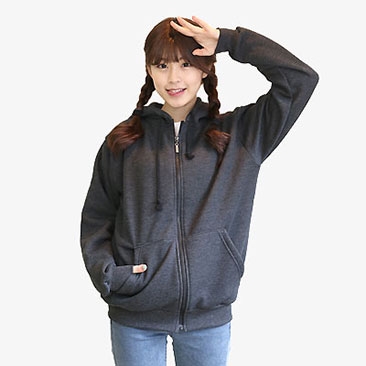 베이직 기모 후드 집업티
