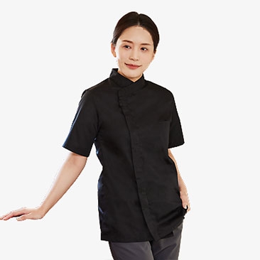 반팔 하프넥 커브드 조리복