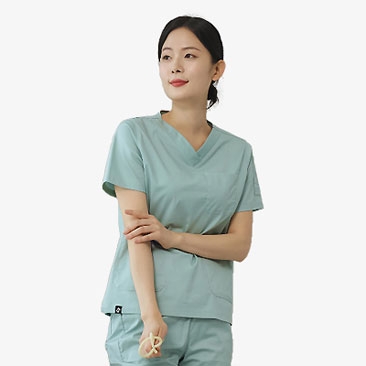 여성 V넥 TC스판 베이직 스크럽 티셔츠