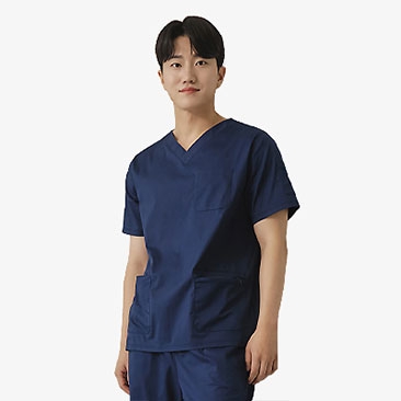 남성 V넥 TC스판 베이직 스크럽 티셔츠