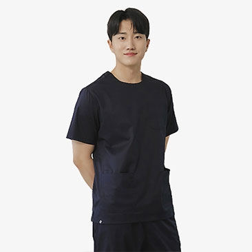 남성 크루넥 TC스판 베이직 스크럽 티셔츠