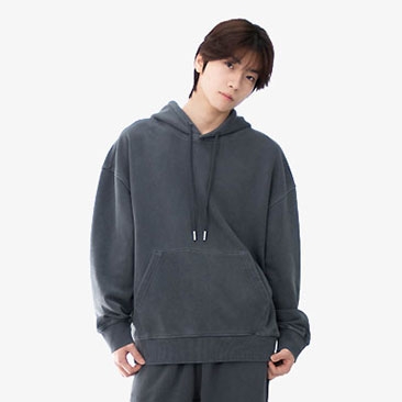 비캔버스 피그먼트 쭈리 오버핏 후드티