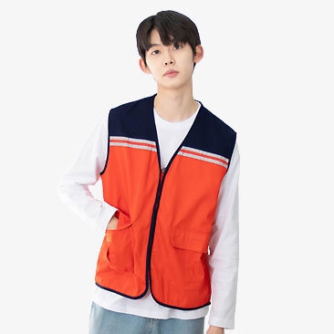 두 줄 반사 망사조끼