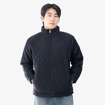 퀄팅 브라운 배색 점퍼