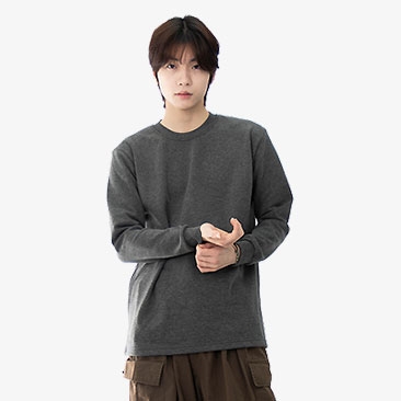 베이직 특양면 기모 라운드 긴팔