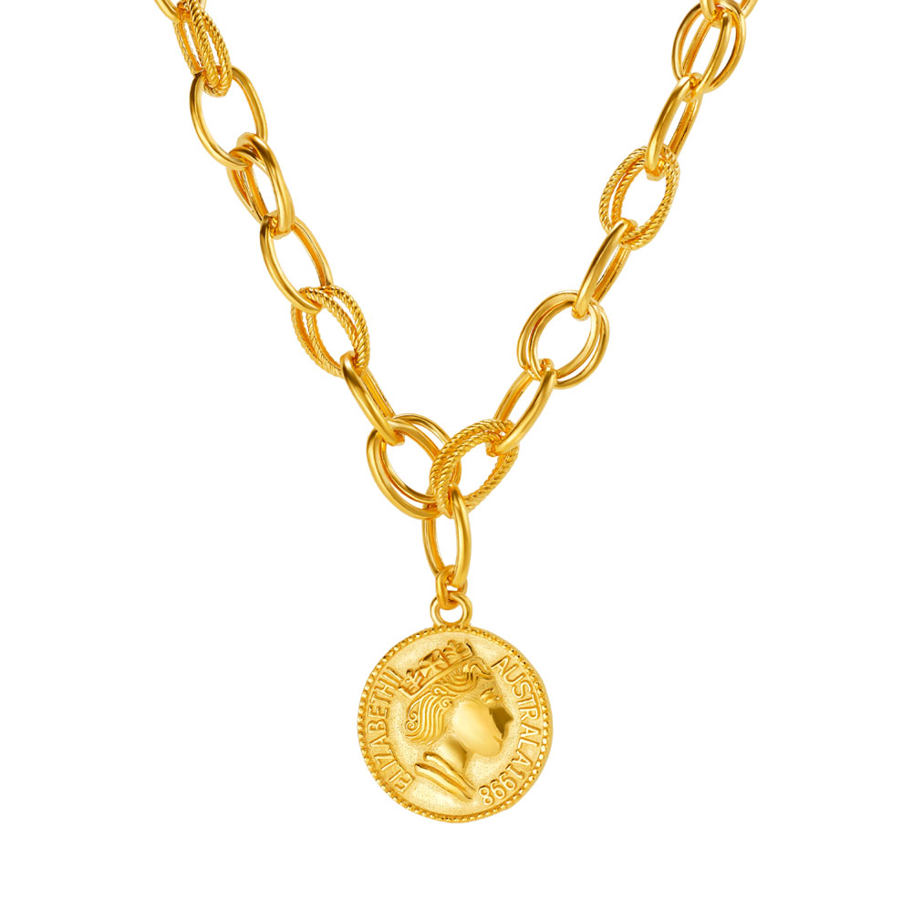 볼드 더블 체인 펜던트 목걸이 24K 순금 37.5g