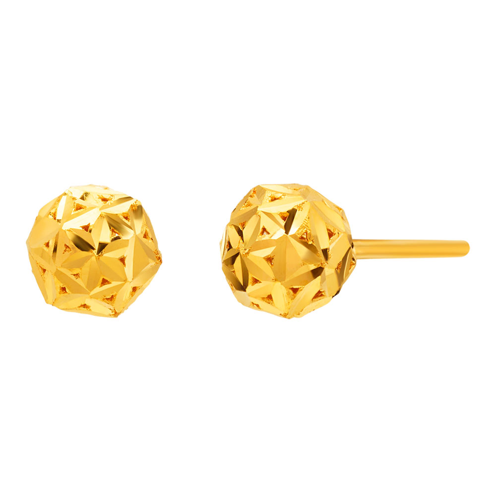 플라워 컷팅 볼 침 귀걸이 24K 순금 3.75g