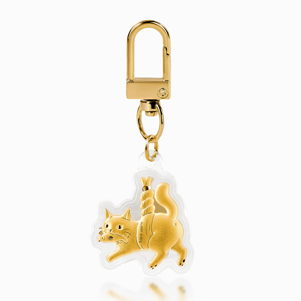 고양이 액막이 키링 24K 순금 0.02g