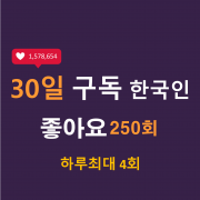 인스타 한국인 좋아요 250회 구독 (30일)  - 하루최대 4장