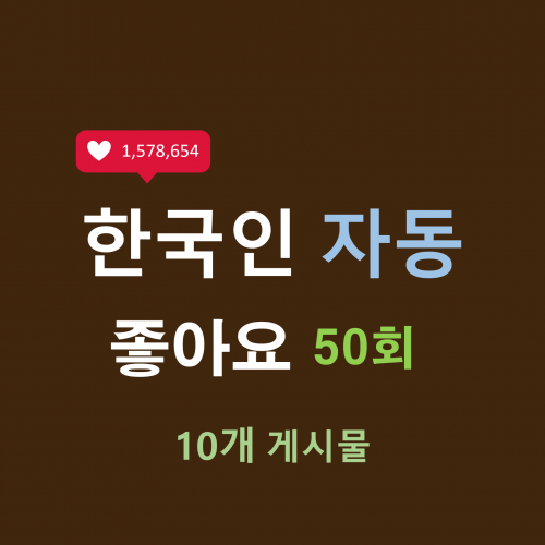 한국인 인스타 자동좋아요 50회 (10개)
