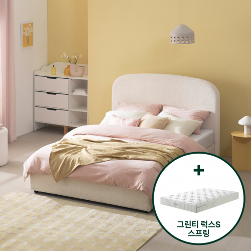 퍼프 저상형 침대 프레임 침대세트 (+그린티 럭스S 스프링 매트리스)