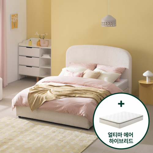 퍼프 저상형 침대 프레임 침대세트 (+얼티마 에어 하이브리드 스프링 매트리스)