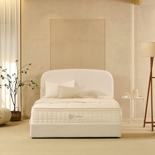 [설치배송전용] 퍼프 저상형 침대 세트 (+키스톤 스프링 매트리스 25cm)