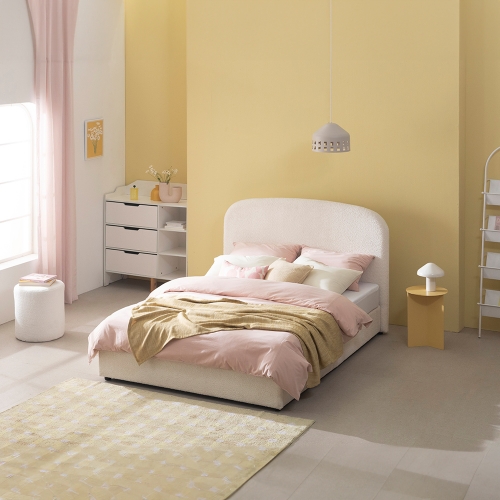 [설치배송전용] 퍼프 저상형 침대 세트 (+키스톤 스프링 매트리스 25cm)