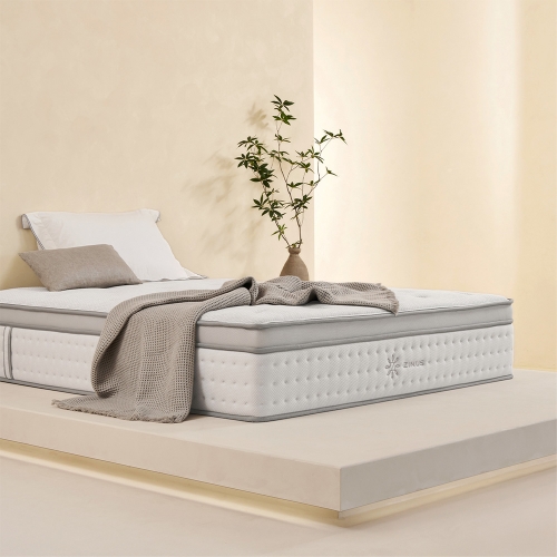 [설치배송전용] 퍼프 저상형 침대 세트 (+뉴헤이븐 하이브리드 매트리스 34cm)