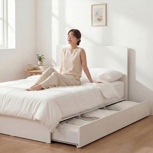 루미 슬림 헤드보드형 수납침대 프레임