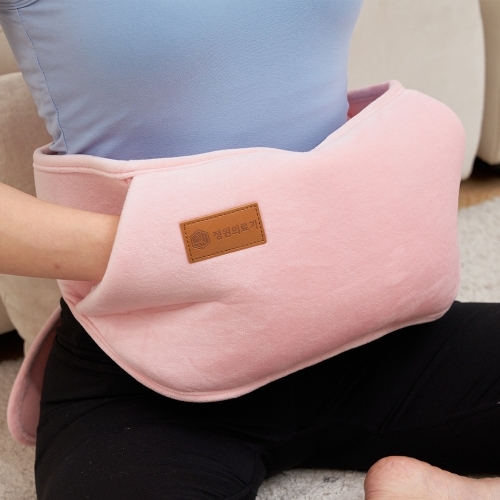 정원의료기 충전식 온수팩 찜질기 극세사 복대형 라이트핑크