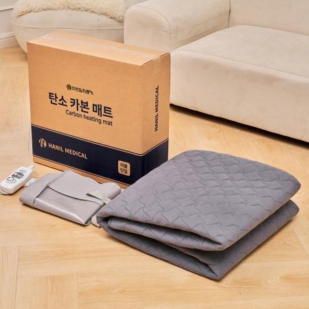 한일의료기 전자파없는 워셔블 극세사 탄소매트 전기요 플라밍 블루 더블 원난방
