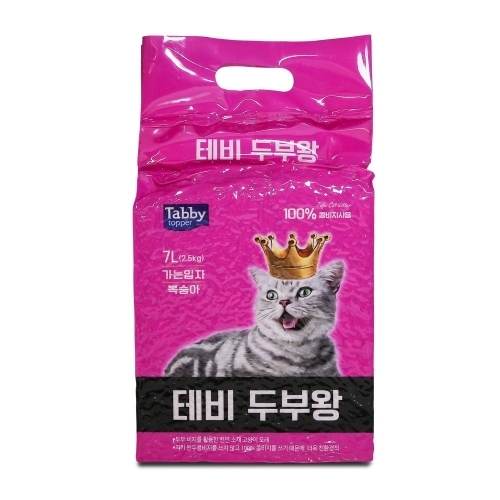 Tabby 테비 두부왕 고양이 두부모래 가는입자 2.5kg (복숭아)