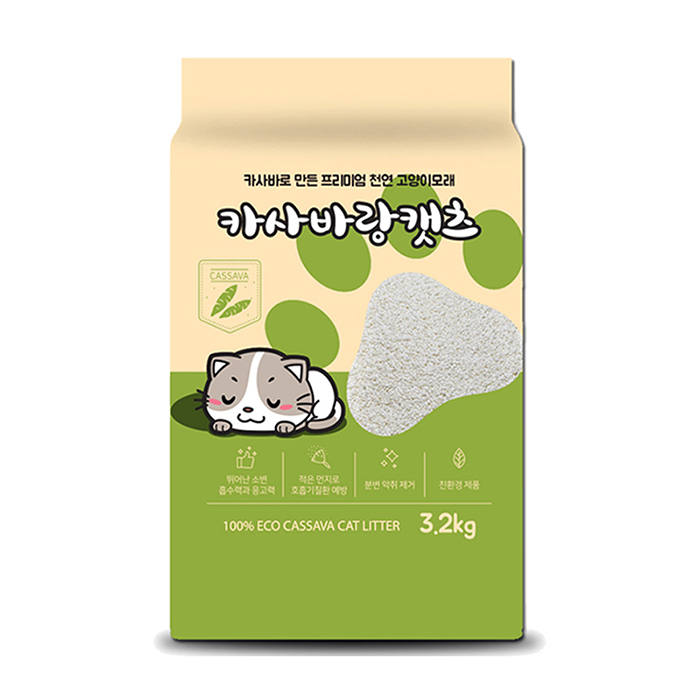 카사바랑 캣츠 프리미엄 천연 고양이모래 3.2kg