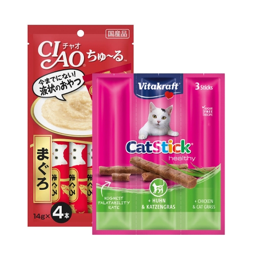 이나바 츄르 56g (참치맛) + 비타 캣스틱 18g (치킨 캣그라스)