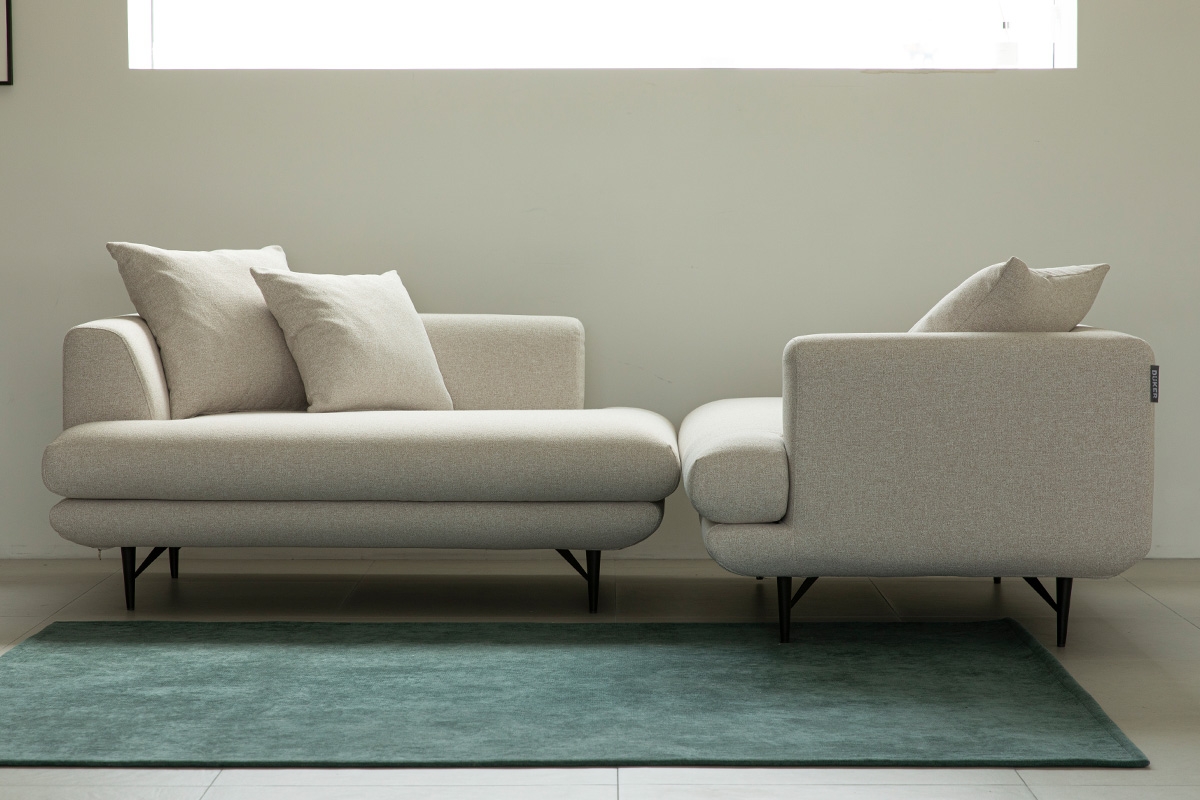 듀커소파 DK080 2인 베이지 모듈형 풀커버 패브릭 소파