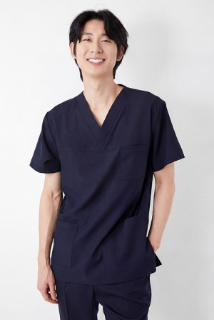 V라인 심플 다크네이비 상의-6694