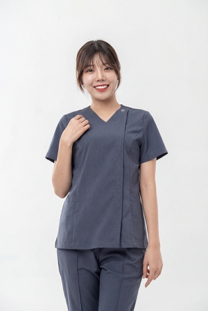 지퍼 V넥 모스그레이 - 1663