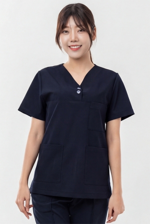 단추 V넥 상의 다크네이비 1681