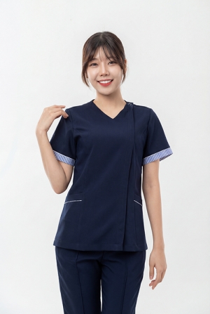 스트라이프 V넥 네이비-1942