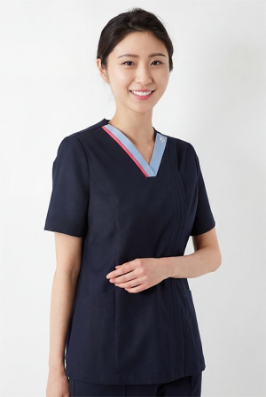 V넥 더블포인트 다크네이비 상의-4681