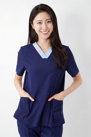 V넥 더블포인트 네이비 상의-4682