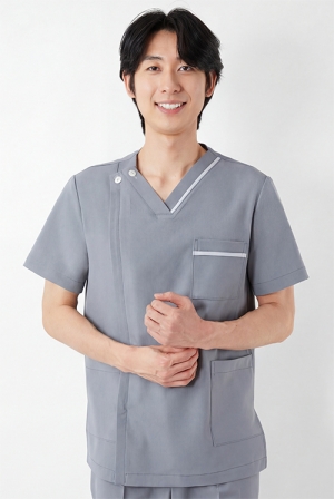 V넥 원포인트 토프그레이 상의-4634