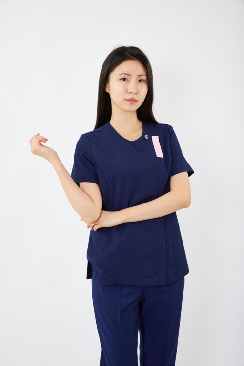 포커스 배색포인트 네이비 상의-5631