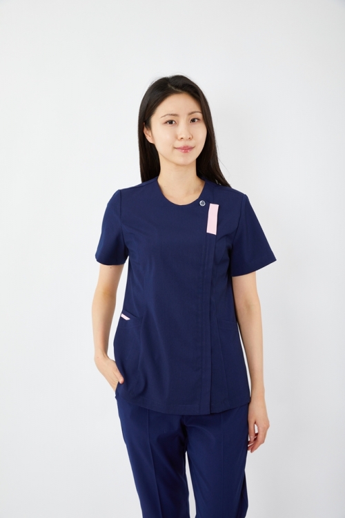 포커스 배색포인트 네이비 상의-5631