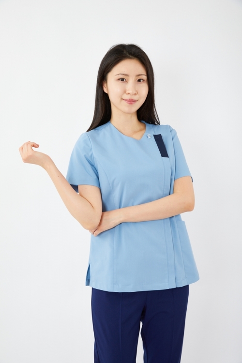 포커스 배색포인트 애쉬민트 상의-5632