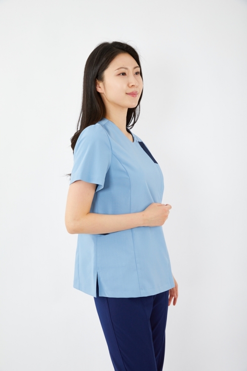 포커스 배색포인트 애쉬민트 상의-5632