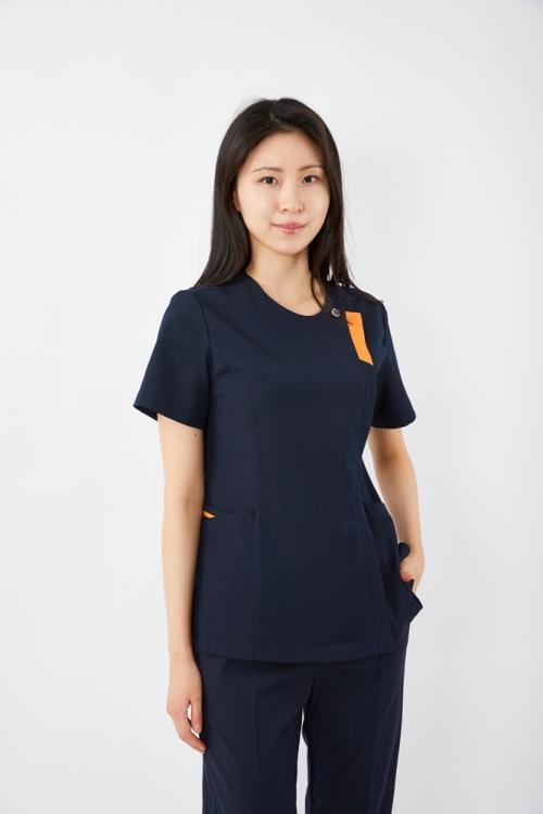 포커스 배색포인트 다크네이비 상의-5633