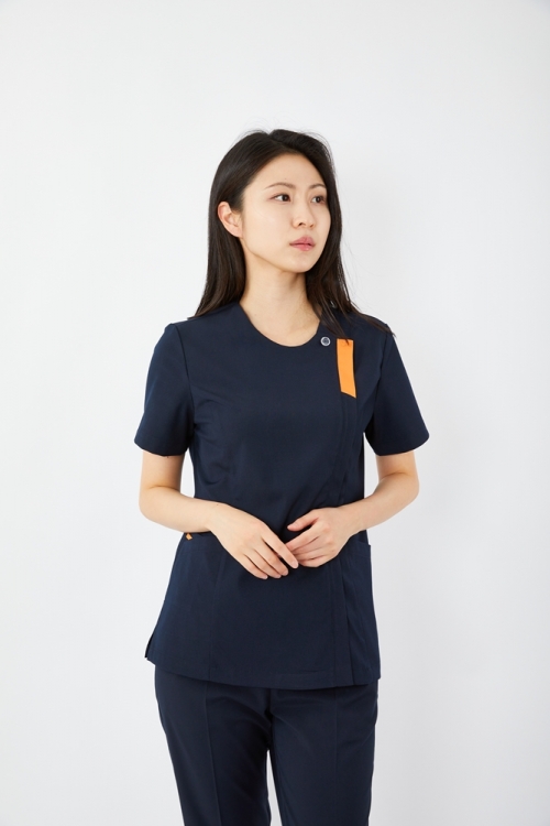 포커스 배색포인트 다크네이비 상의-5633