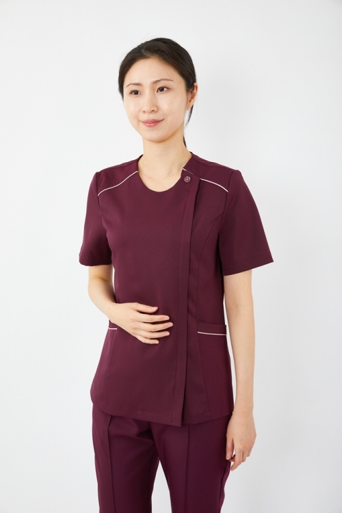 스트링 배색포인트 와인 상의-5964