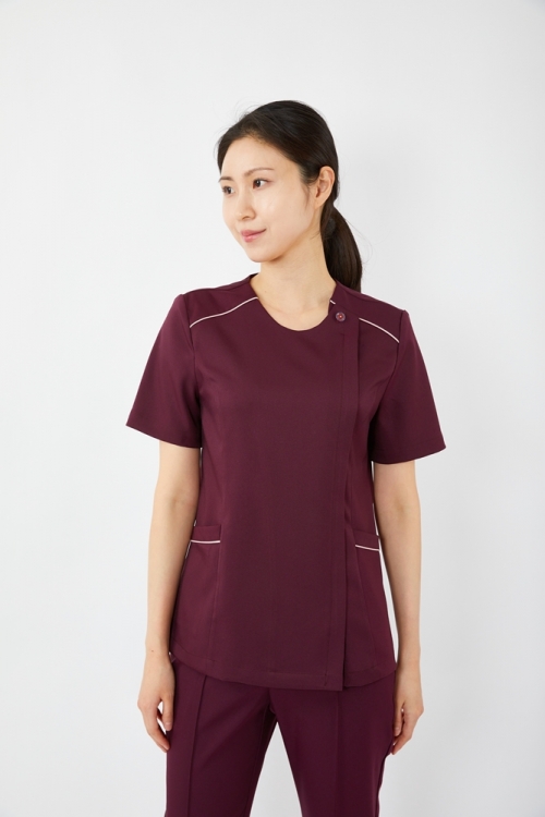 스트링 배색포인트 와인 상의-5964